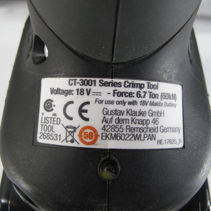 Panduit CT - 3001 BlackFin 18V 6.7 Ton 360º Crimp Tool w/Battery/Charger/Case Crimper - ZeereeZ