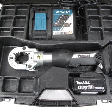 Panduit CT - 3001 BlackFin 18V 6.7 Ton 360º Crimp Tool w/Battery/Charger/Case Crimper - ZeereeZ