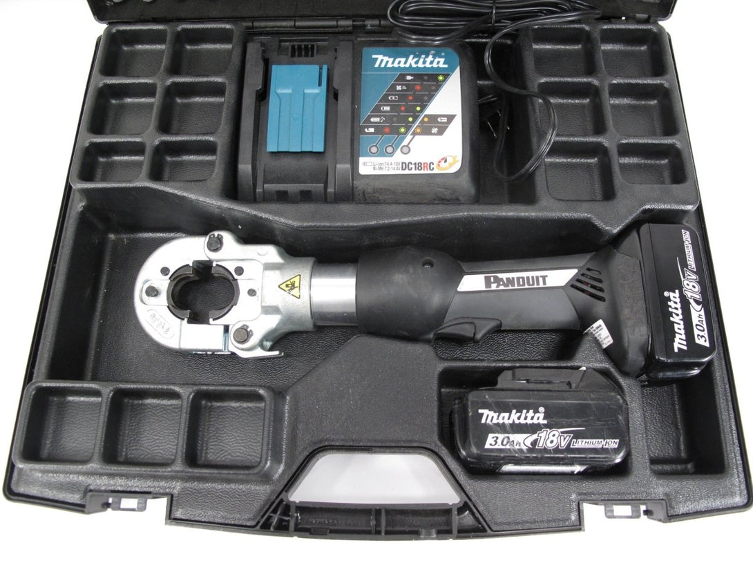 Panduit CT - 3001 BlackFin 18V 6.7 Ton 360º Crimp Tool w/Battery/Charger/Case Crimper - ZeereeZ