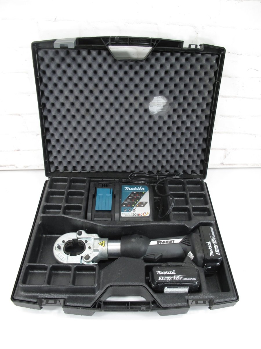 Panduit CT - 3001 BlackFin 18V 6.7 Ton 360º Crimp Tool w/Battery/Charger/Case Crimper - ZeereeZ