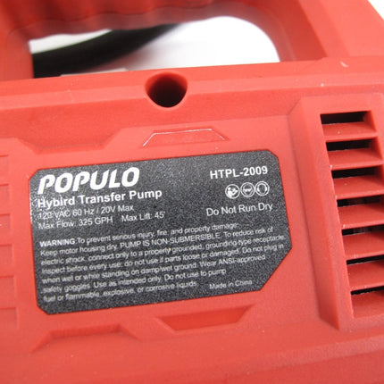 Populo HTPL - 2009 AC & Battery Portable Hybrid Water Transfer Utility Pump - ZeereeZ