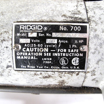 Ridgid 700 Power Drive Pipe Threader Electirc Threading Machine - ZeereeZ