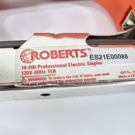 ROBERTS 10 - 600 3/16" Crown Electric Stapler with Case 120V 15 - Amp 20 Gauge - ZeereeZ