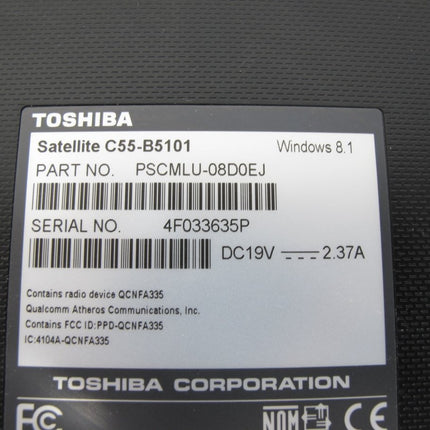 Toshiba Satellite C55 - B5101 2.16GHz 500GB 4GB RAM Windows 10 Home Laptop - ZeereeZ