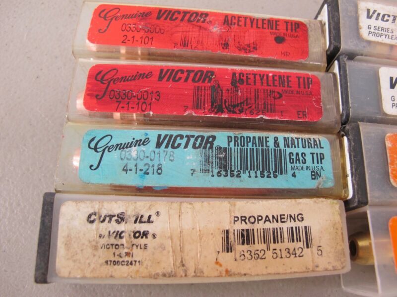 Lot of 8 Various Size Victor Torch Tips Propane Acetylene Natural Gas New - Zeereez
