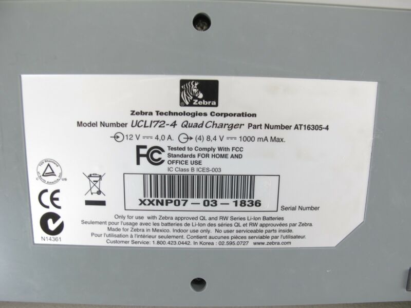 Zebra Quad Battery Charger UCLI72-4 QLN420 QLN320 QLN220 RW420 - Zeereez