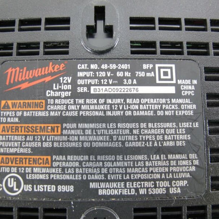 Milwaukee 48-59-2401 12V Li-Ion Tool Charger & 48-11-2401 12V Battery - Zeereez