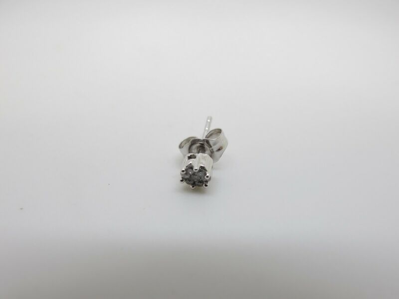 10k White Gold & Diamond Cluster .07 Ct Single Stud Earring - Zeereez