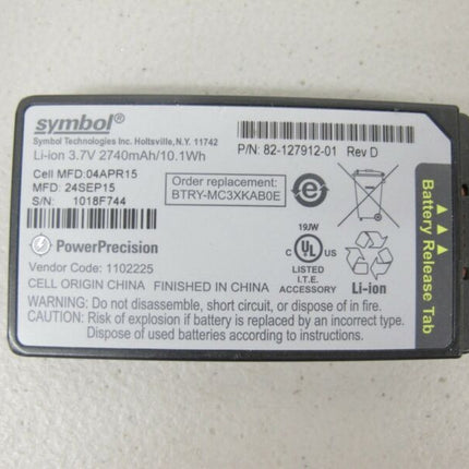 Symbol Battery P/N 82-127912-01 BTRY-MC3XKAB0E 3.7V Li-ion - Zeereez