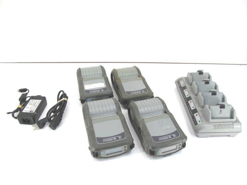 4 Zebra QL320 Plus Wireless Q3D-LUKA0000-00 Printer w/ UCLI72-4 Charger Adapter - Zeereez