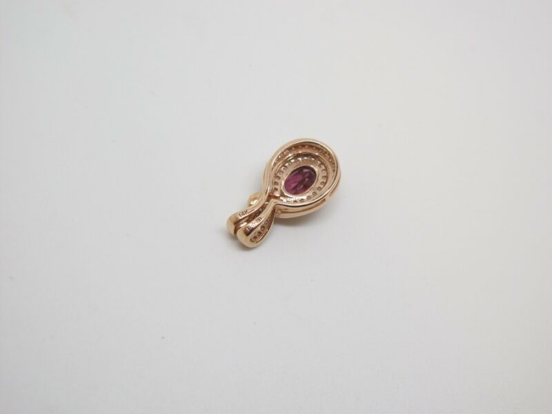 14k Rose Gold White Diamond Pave Set & Amethyst Teardrop Shaped Pendant .33ctw - Zeereez
