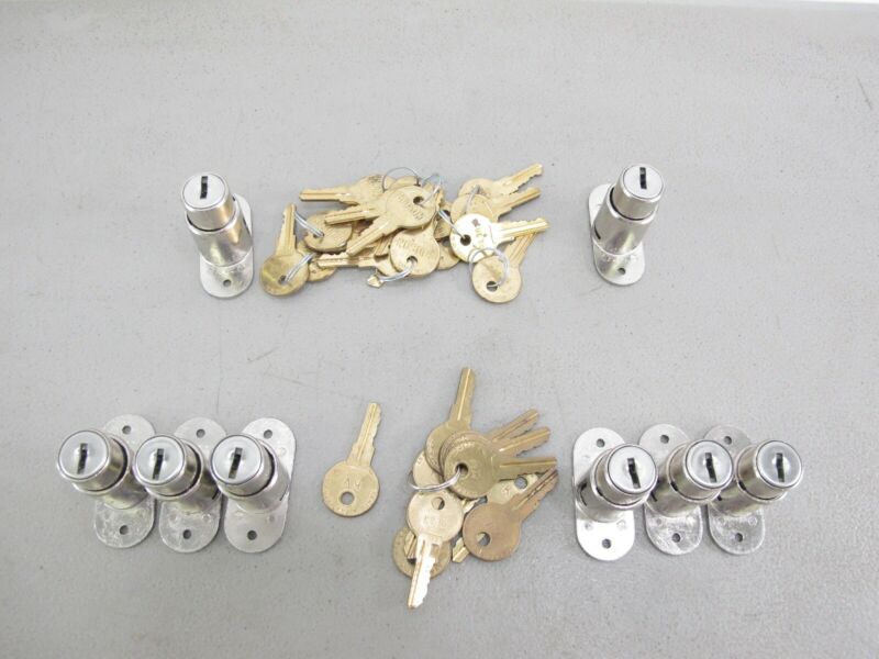 Lot of 8 Kenstan Hudson Plunger Retail Store Case Cabinet Locks w/26 Total Keys - Zeereez