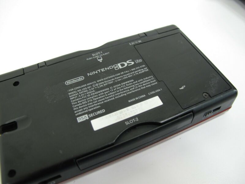 Nintendo DS Lite Crimson Red/Black Handheld Portable Video Game System w/ Case - Zeereez