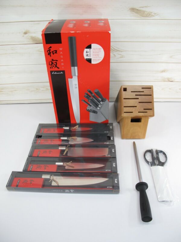 Kai Kershaw WSB0800 Black Wasabi 8 Piece Kitchen Knife Set w/Storage Block - Zeereez