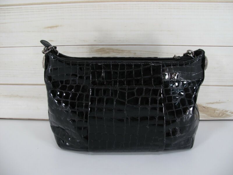 Brighton Croc Black Leather Ladies Handbag Purse - Zeereez