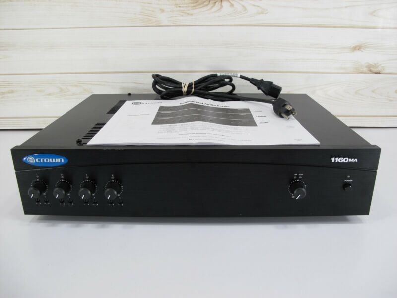 Crown 1160MA 4 Channel Mixer Amplifier 160 Watt Install Amp Mic Line CD 4/8 Ohm - Zeereez