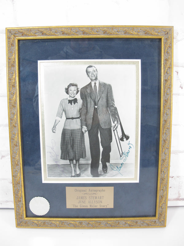Original Autographed Jimmy Stewart & June Allyson Vintage Photo for The Glen Miller Story Framed from Disney World
