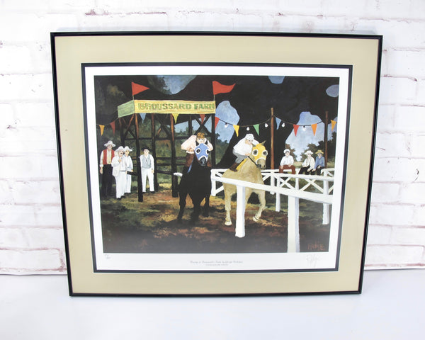 George Rodrigue "Racing at Broussard's Farm" 1982 Limited Edition Vintage Print Signed & Numbered