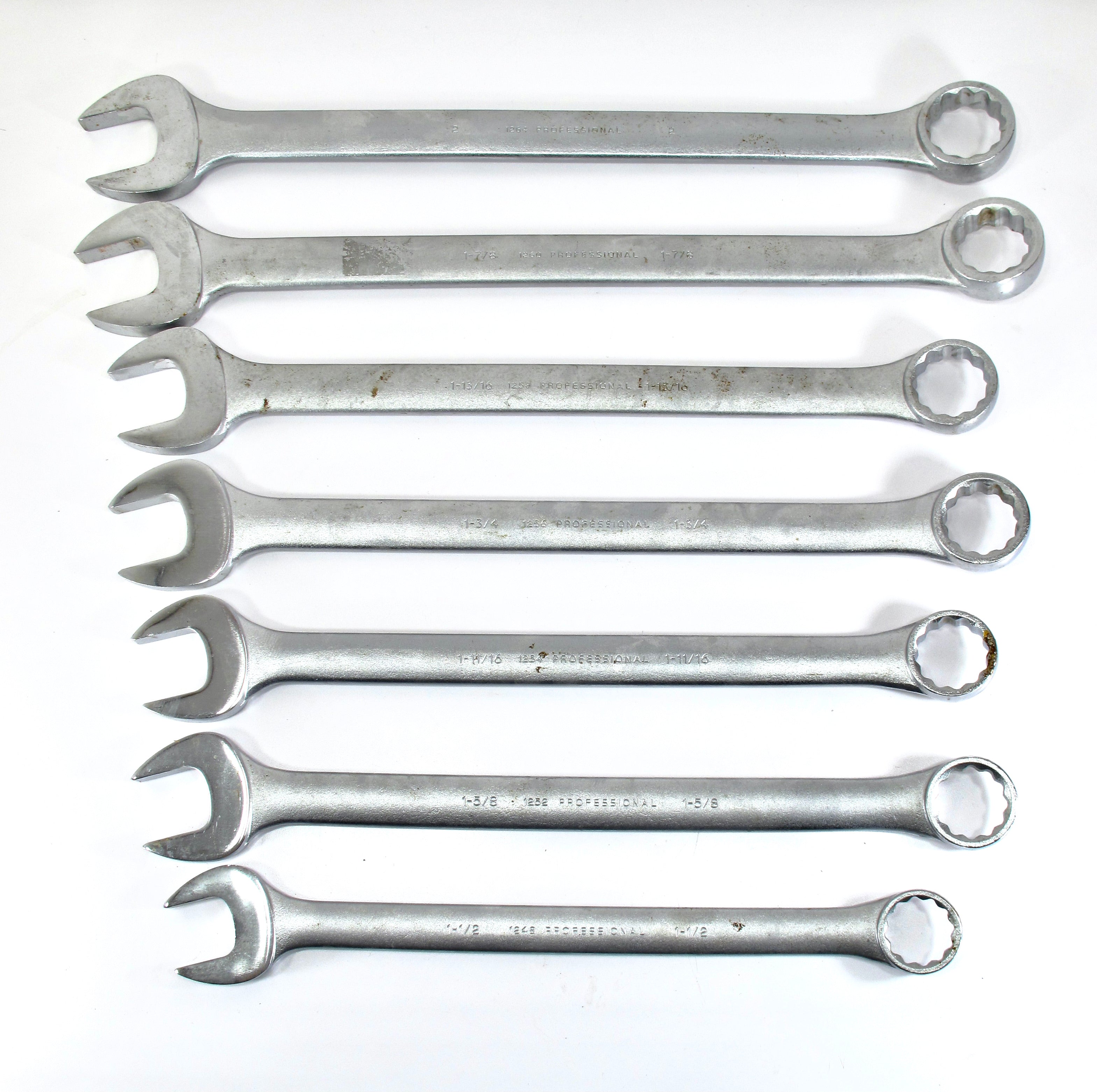 Proto 7 Piece 12 Point Combination 1-1/2 to 2 Inch Heavy Duty Wrench S ...