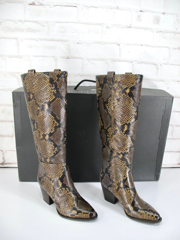 Banana Republic Heritage Flex Tall Western Snakeskin Design Boots Womens 5.5