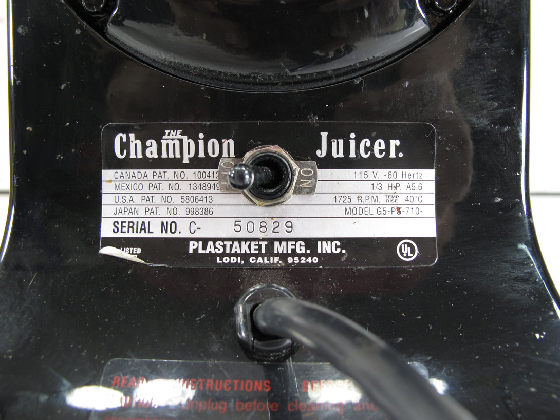 Champion Juicer – Commercial Heavy Duty Juicer – Black – G5- PG710