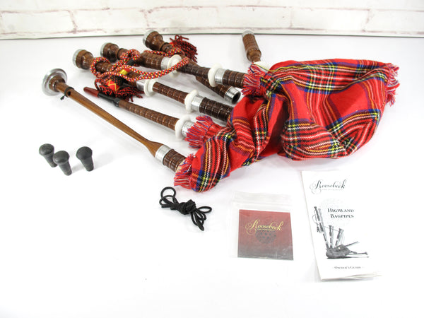Roosebeck Highland Sheesham Tartan Cover Full Size Bagpipe Set