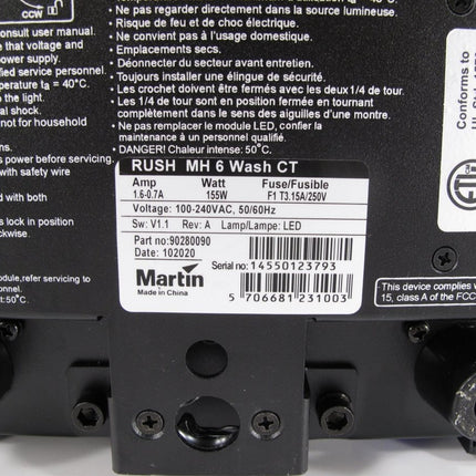 Martin Lighting RUSH MH 6 Wash CT RGBW Moving - Head Wash with Zoom - ZeereeZ
