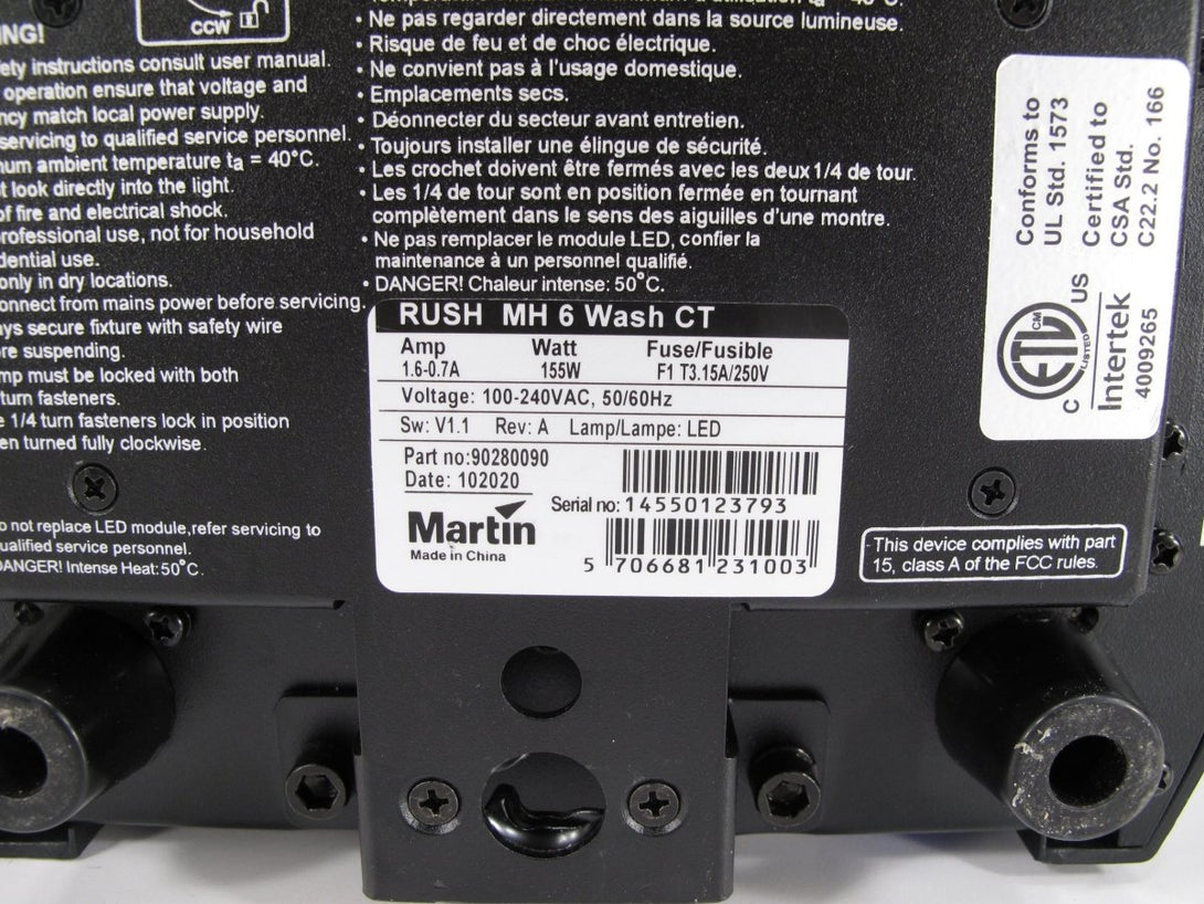 Martin Lighting RUSH MH 6 Wash CT RGBW Moving - Head Wash with Zoom - ZeereeZ