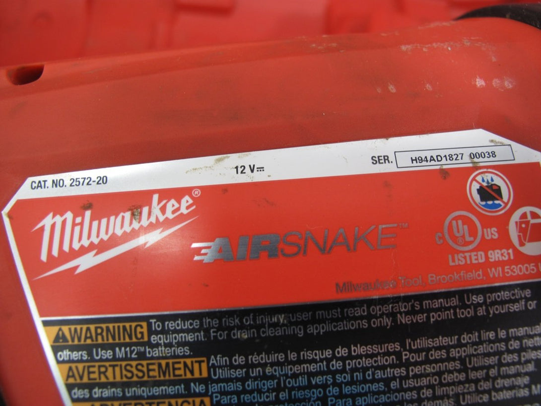 Milwaukee 2572B - 21 M12 AIRSNAKE 12V Li - Ion Drain Cleaning Air Gun Kit - ZeereeZ