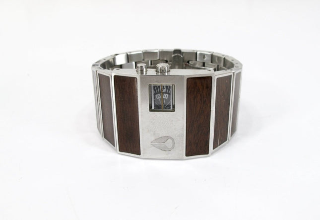 Nixon Rotolog Stainless & Woodgrain Quarts Watch 7 Inches - ZeereeZ