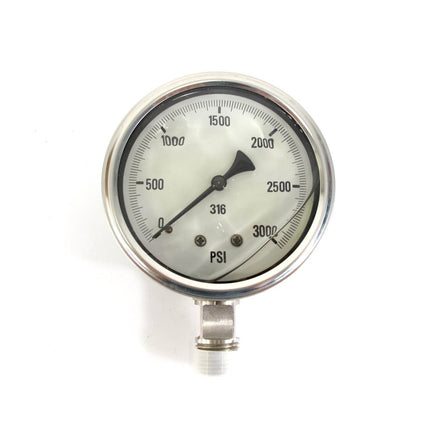 PIC S301L - 402P 4” SST 1/2” NPT Liquid Filled Pressure Gauge 3000PSI - ZeereeZ