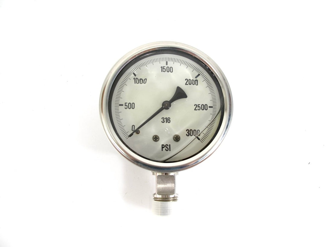 PIC S301L - 402P 4” SST 1/2” NPT Liquid Filled Pressure Gauge 3000PSI - ZeereeZ
