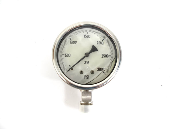 PIC S301L - 402P 4” SST 1/2” NPT Liquid Filled Pressure Gauge 3000PSI - ZeereeZ