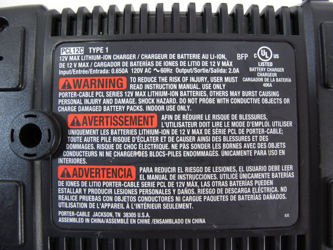 PORTER - CABLE PCL12C 12V Max Lithium Fast Battery Charger - ZeereeZ