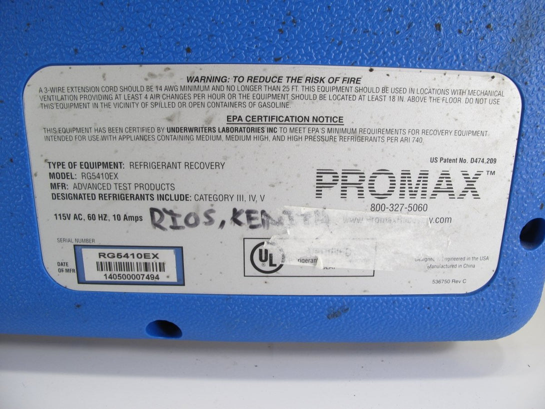 ProMax RG5410EX HVAC Refrigerant Recovery Machine - ZeereeZ