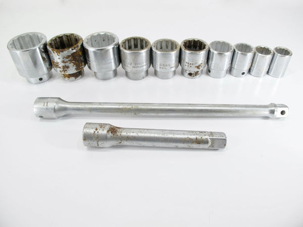 Proto 12 Piece 12 Point Heavy Duty 15/16" - 2" Socket Set w/ 2 Extensions - ZeereeZ