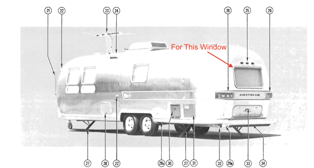 Replacement Rear Window Screen for Airstream Trailers 1969 - Mid 70s 44x24 High Opening - ZeereeZ