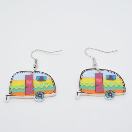 Retro Camper Multi - Color Trailer Fashion Earrings - ZeereeZ