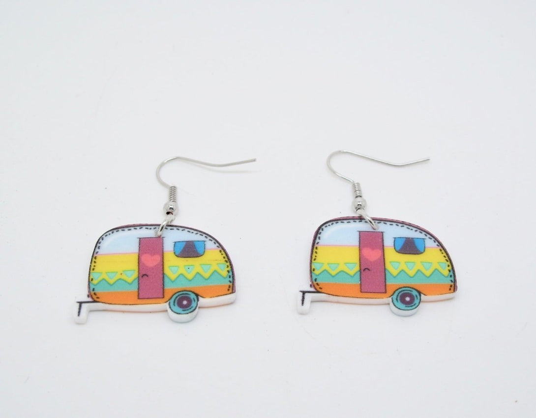 Retro Camper Multi - Color Trailer Fashion Earrings - ZeereeZ