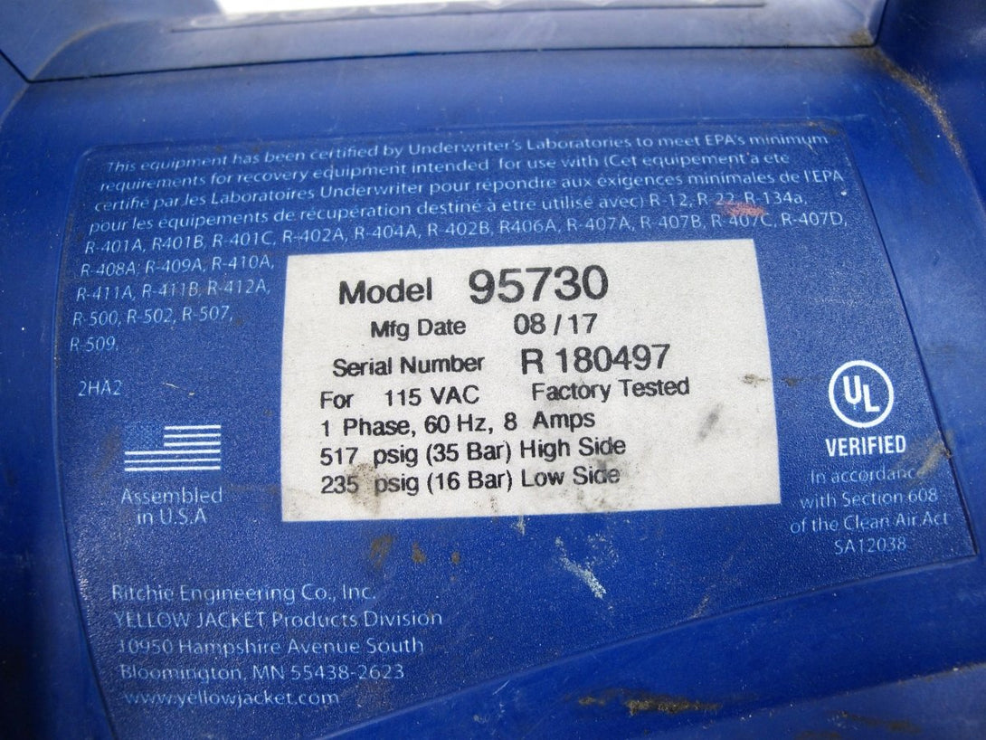 Ritchie Yellow Jacket 95730 YJ - LTE HVAC Refrigerant Recovery System - ZeereeZ