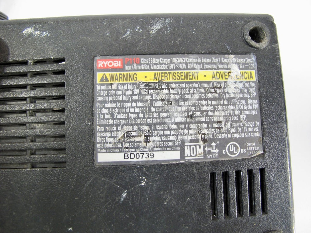 Ryobi P110 ChargePlus+ NiCd Power Tool Battery Charger - ZeereeZ