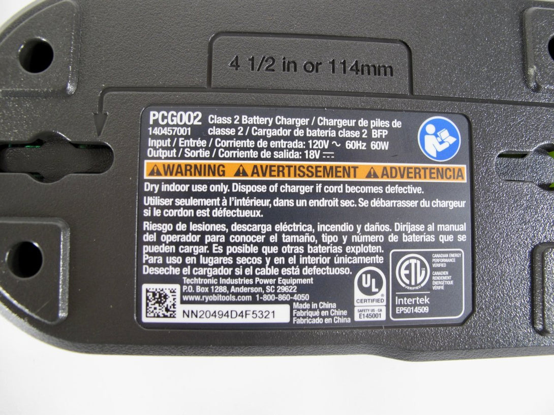 RYOBI PCG002 18V 18 Volt ONE+ Li - Ion Lithium Ion Genuine Battery Charger - ZeereeZ
