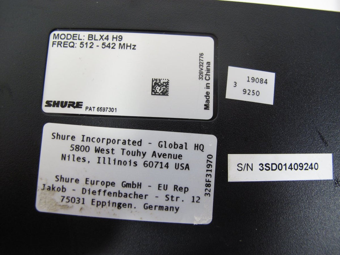 Shure BLX4 H9 Single Channel Wireless Microphone Receiver System 512 - 542 MHz - ZeereeZ