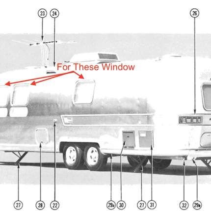 Side Curved Awning Window Screen for 1969 - Mid 70s Airstream Trailers Low Opening - ZeereeZ