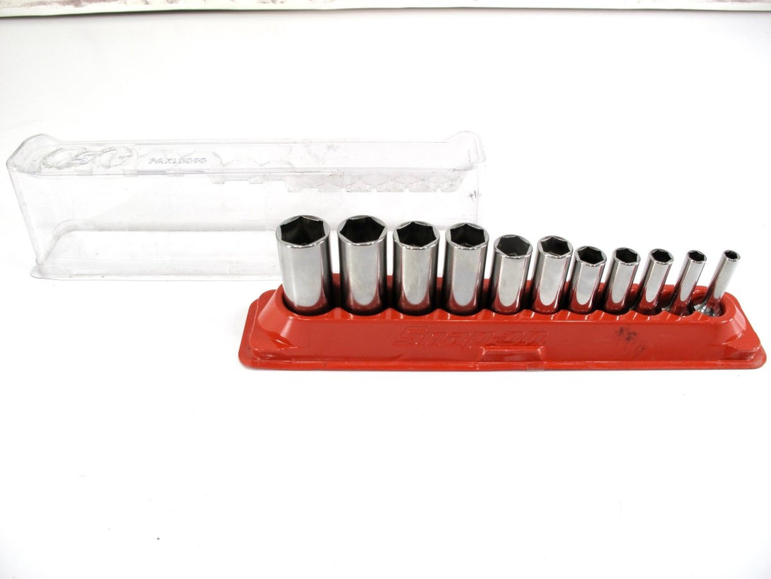 Snap On 11 pc 3/8" Drive 6 - Point SAE Flank Drive® Deep Socket Set - ZeereeZ