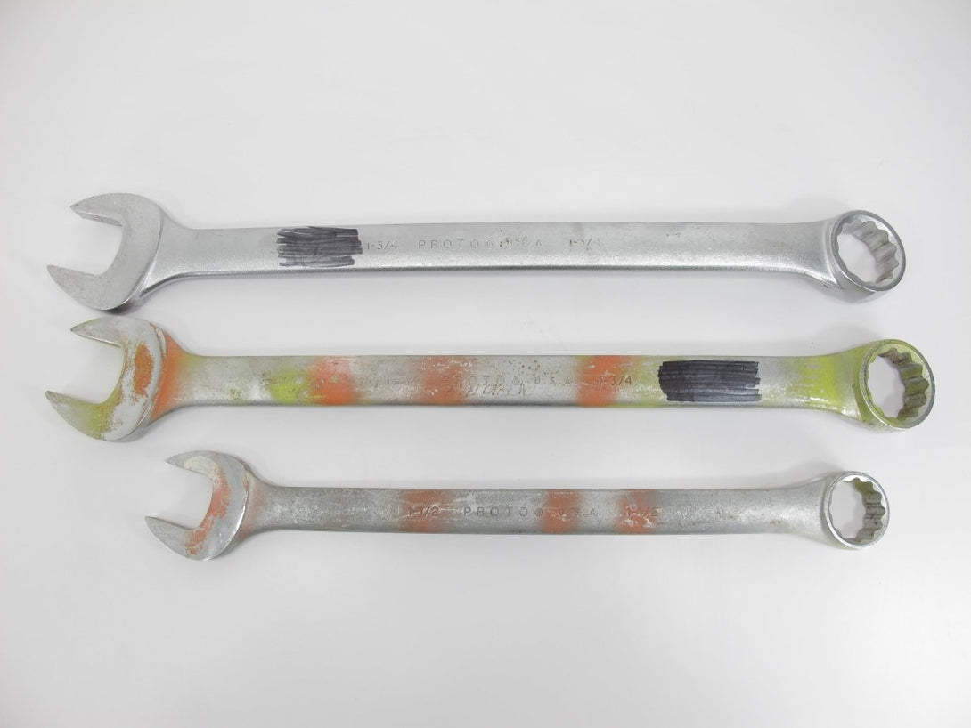 Stanley Proto 1 1/2, Two 1 3/4, 3 Combination Box Open Closed 3 Piece Wrench Set - ZeereeZ