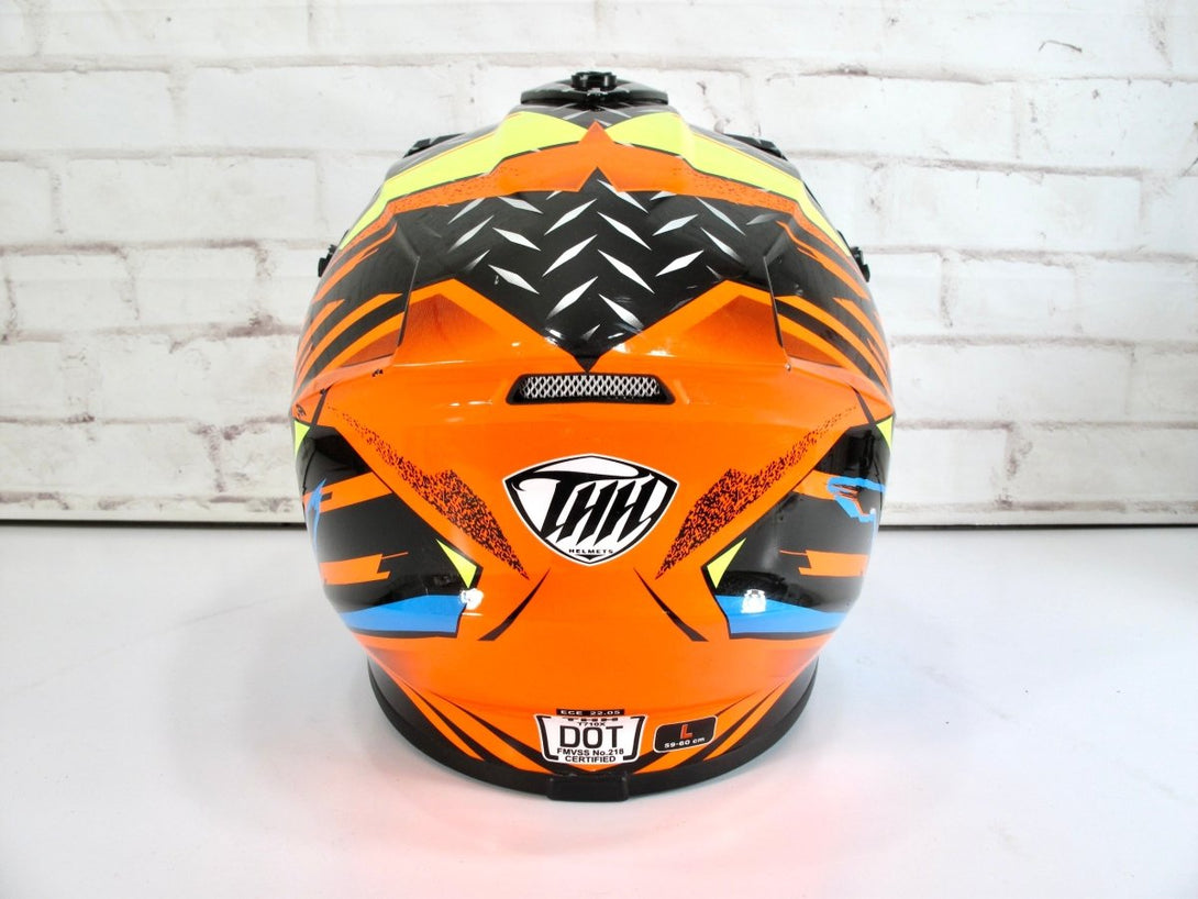 THH Helmets T710X Adult Off - Road Motorcycle Helmet - Assault Black/Orange Large - ZeereeZ