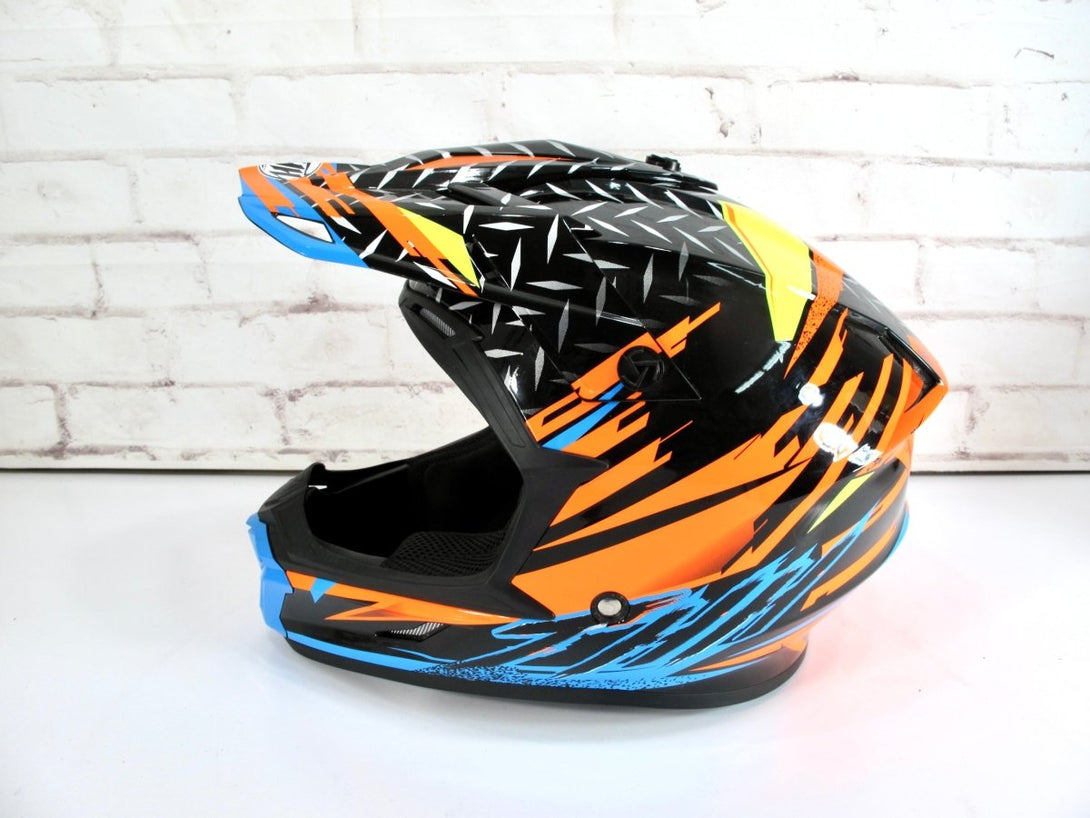 THH Helmets T710X Adult Off - Road Motorcycle Helmet - Assault Black/Orange Large - ZeereeZ