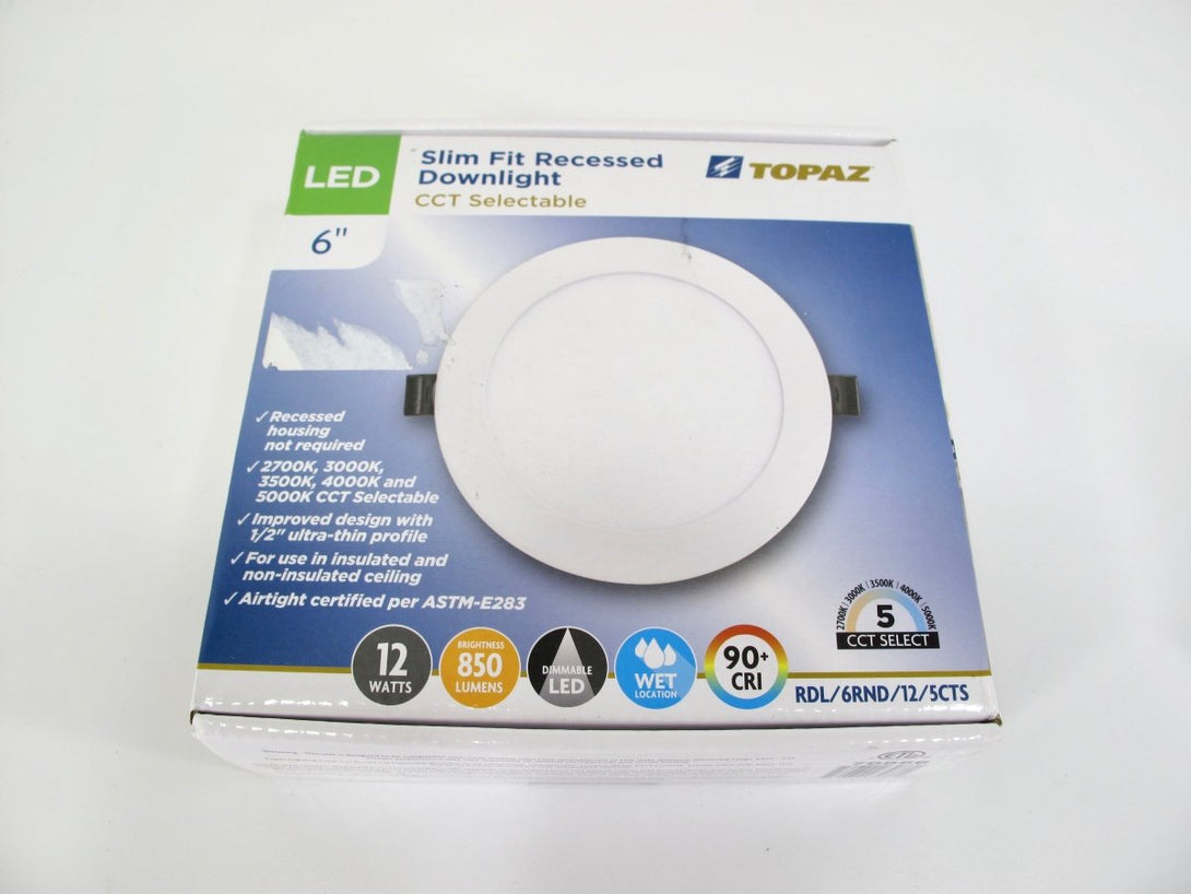 Topaz 70886 6" CCT Selectable, LED Slim Fit Recessed Downlight, 12W - ZeereeZ