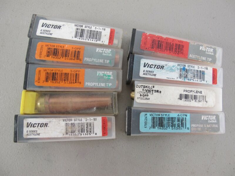 Victor 3 - 1 - 101 5 - GPP 3 - GPP 4 - GPN Lot of 9 Torch Tips - ZeereeZ